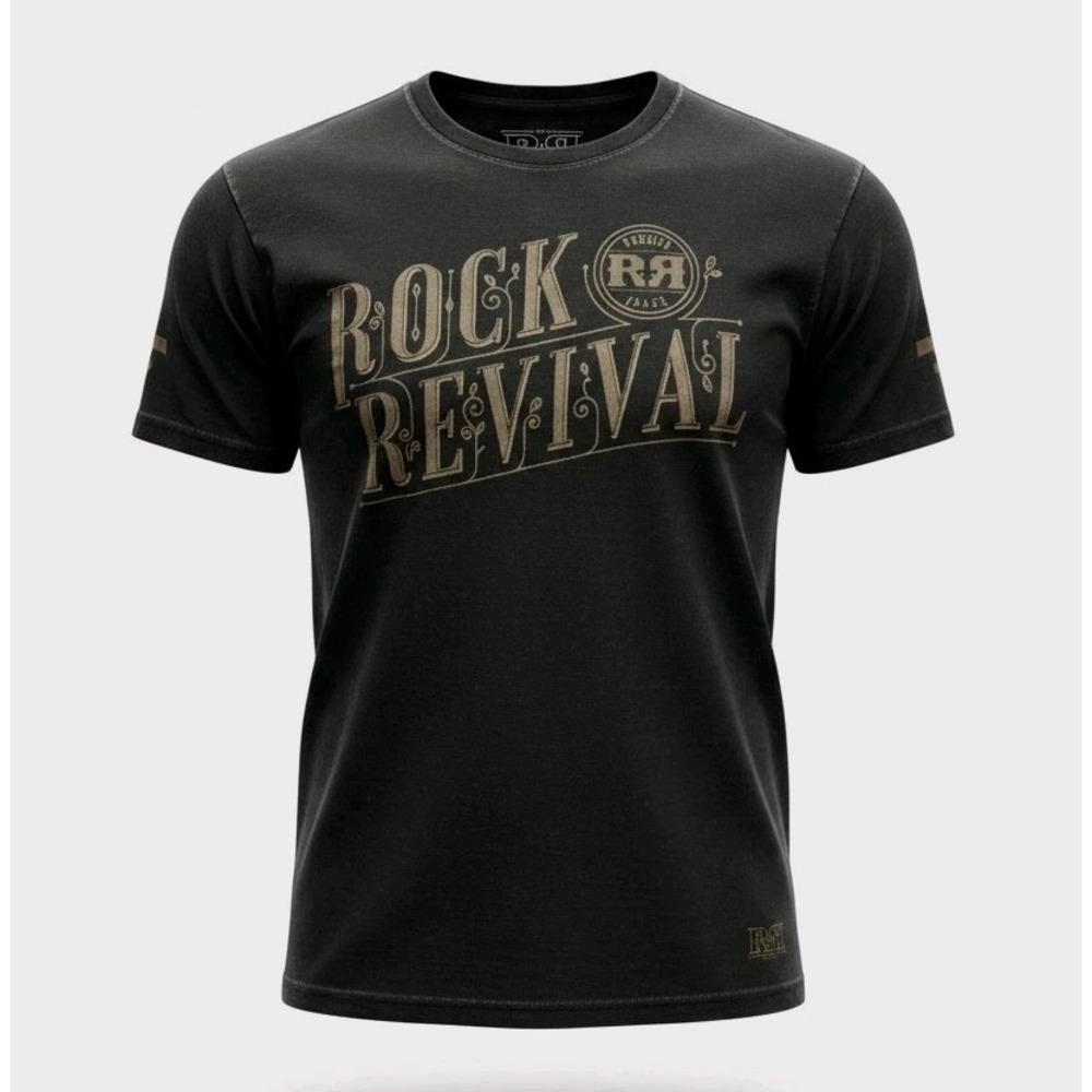 Rock Revival Graphic T-Shirt Mens XL Black Short Sleeve Logo Tee Cotton USA Made